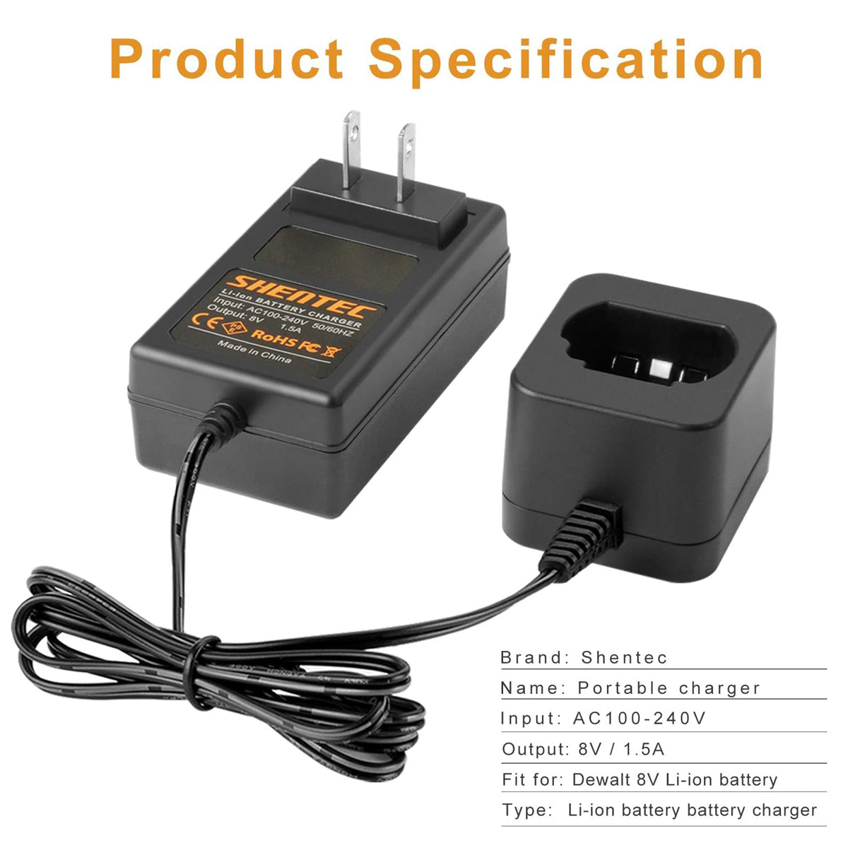 SHENTEC 8V Li-Ion Charger Compatible with DEWALT