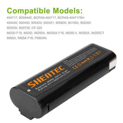 SHENTEC 2 Packs 4000mAh 6V Battery Compatible with Paslode