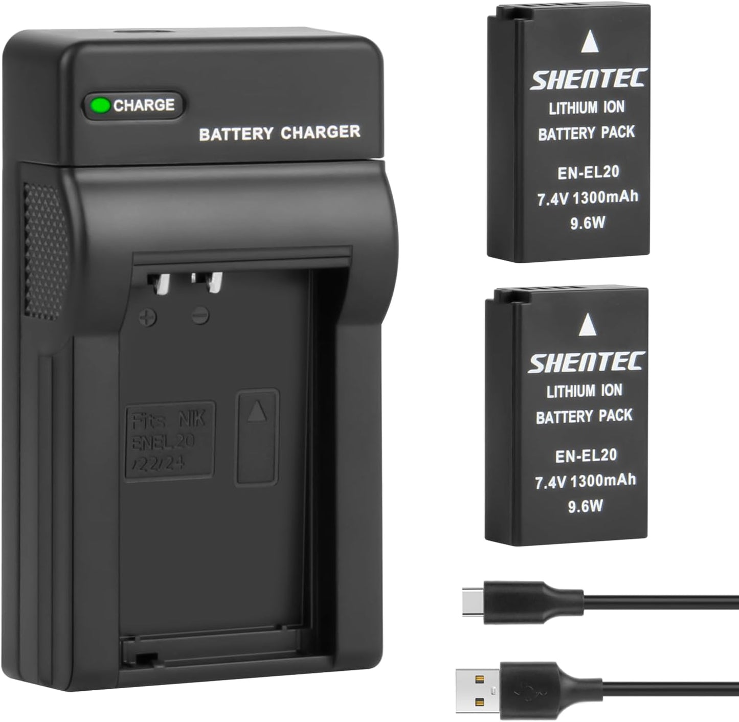 SHENTEC EN-EL20 EN-EL20a Battery USB LCD Charger for Nikon Coolpix