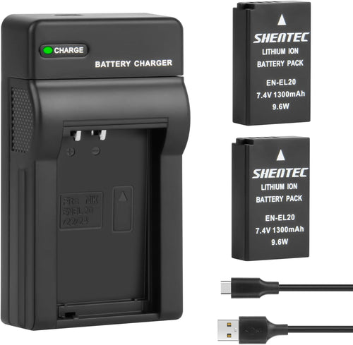 SHENTEC EN-EL20 EN-EL20a Battery USB LCD Charger for Nikon Coolpix
