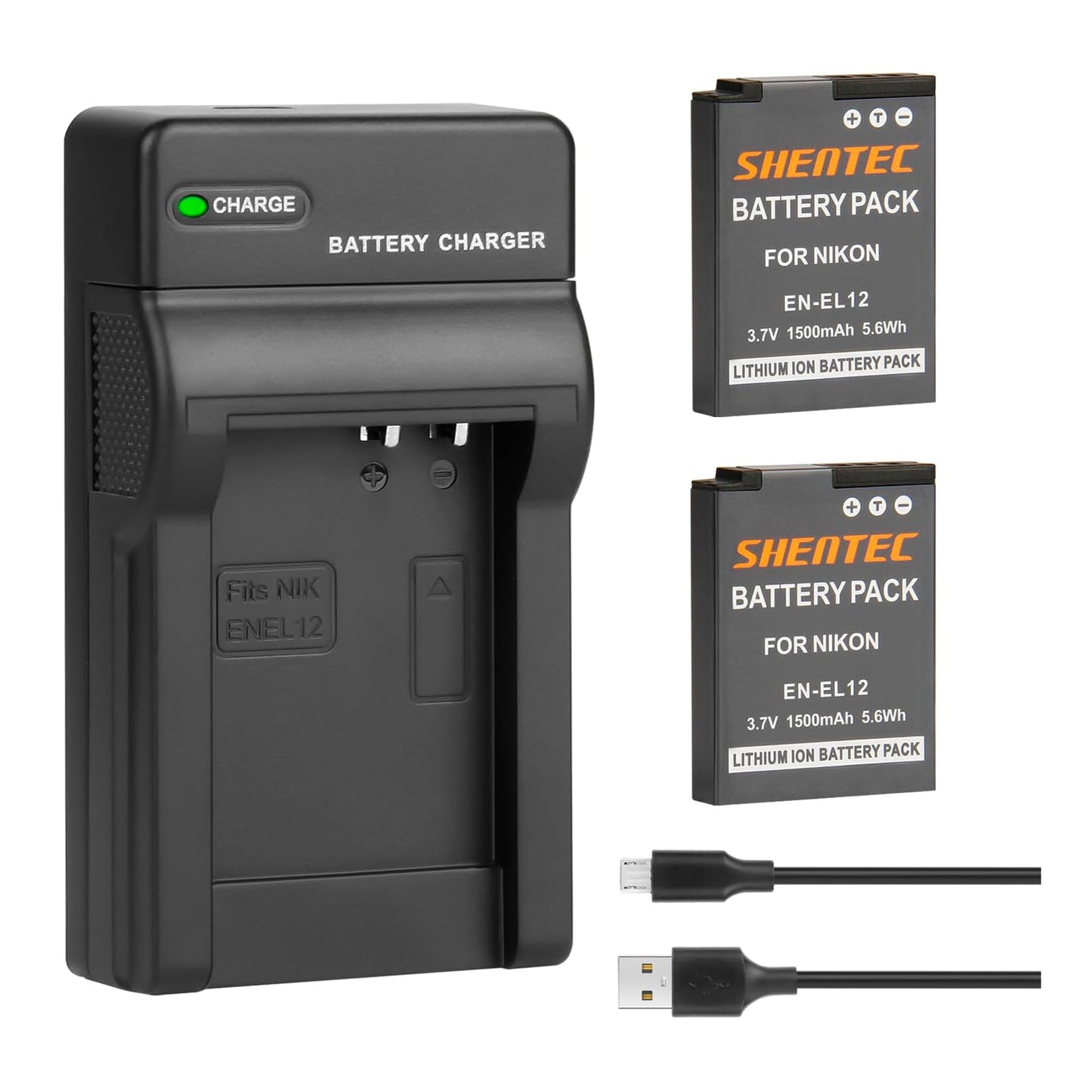 SHENTEC Li-ion EN-EL12 EL12 Battery Charger for Nikon Coolpix
