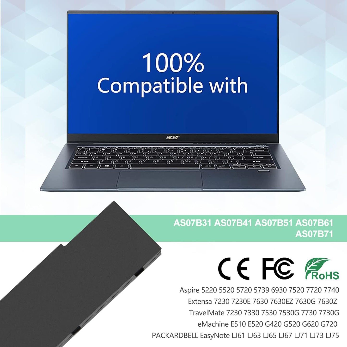 SHENTEC AS07B31 AS07B61 AS07B32 AS07B42 Battery for Acer Aspire