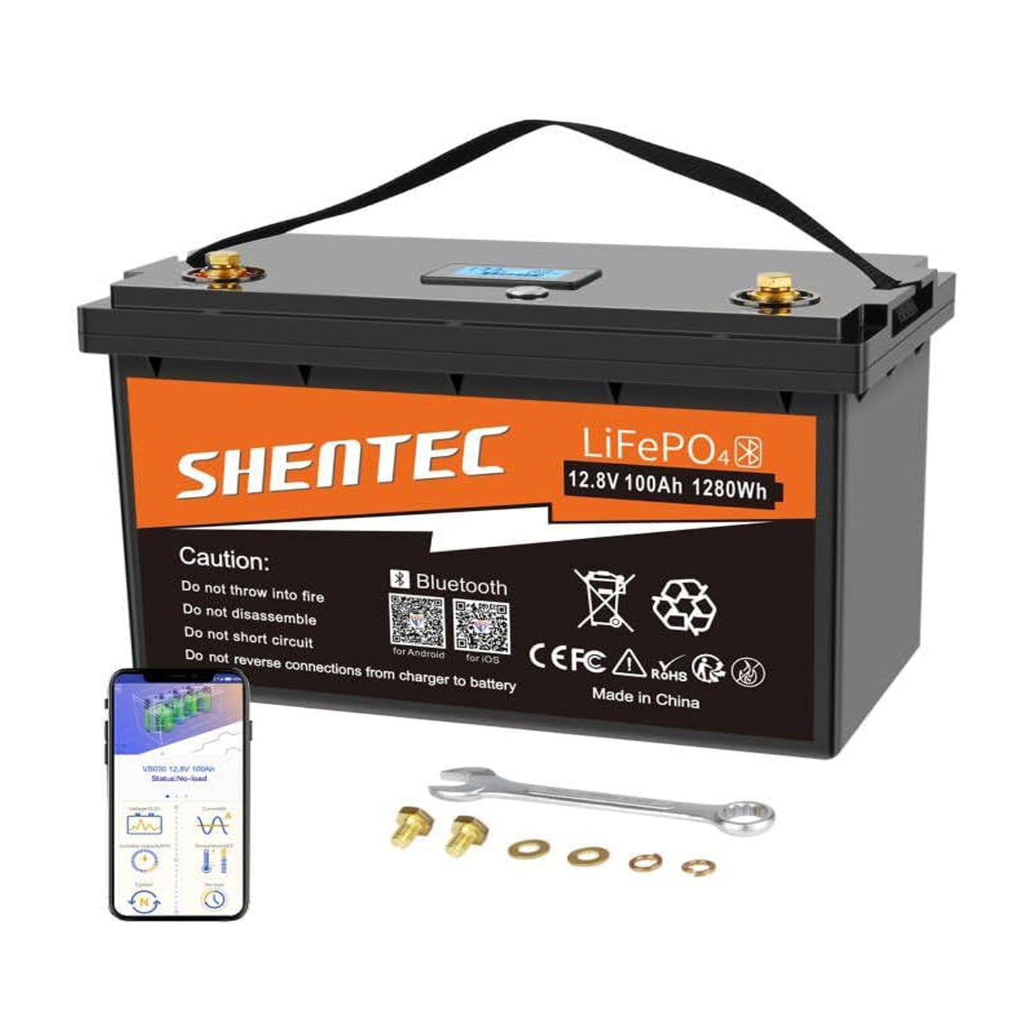 SHENTEC LiFePO4 12V 100Ah Rechargeable Lithium Battery